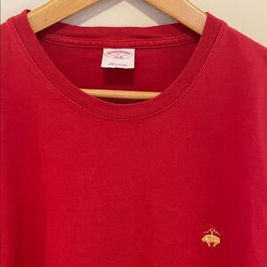 Brooks Brothers Red Short-Sleeve Crewneck with Gold Embroidered Logo